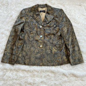BEtty Barclay Jacket Blazer German‎ 38 US 10 Metallic Green Gold Lined 12904